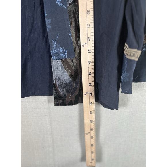 VTG Spencer Alexis Maxi Dress 2 Pc Set Kimono Topper Women 10 Velvet Dark Blue - Picture 14 of 16